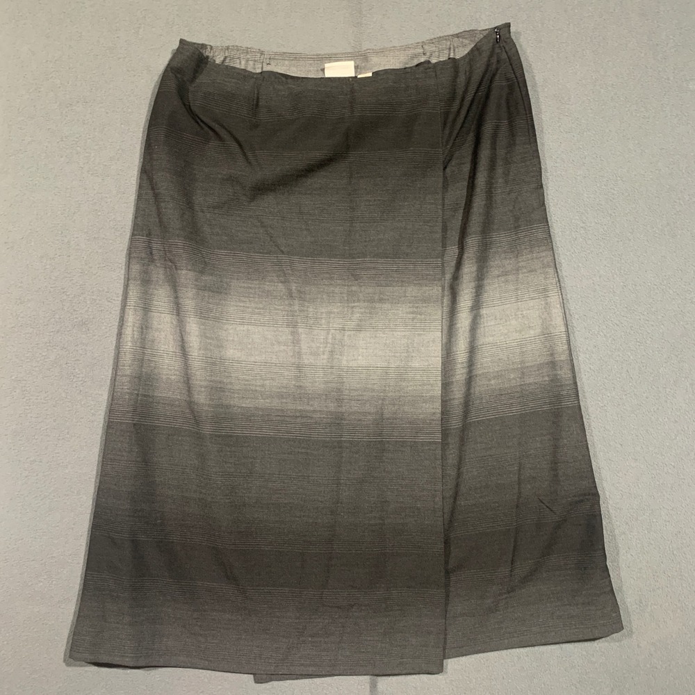 Liz Claiborne Woman 20W Wrap Skirt Gray Ombre Midi Career Lined‎ Business Casual